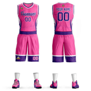 Le motif de graffiti personnalisé rose violet-blanc définit le maillot de basket-ball Lightning