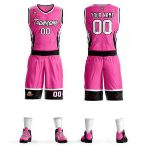 Le motif de graffiti personnalisé rose blanc-noir définit le maillot de basket-ball Lightning