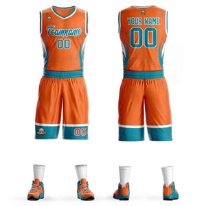 Le motif de graffiti orange sarcelle-blanc personnalisé définit le maillot de basket-ball Lightning