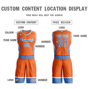 Custom Orange Powder Blue-White Graffiti Pattern Sets Lightning Basketball Jersey