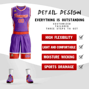 Le motif de graffiti personnalisé violet orange-blanc définit le maillot de basket-ball Lightning