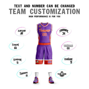 Le motif de graffiti personnalisé violet orange-blanc définit le maillot de basket-ball Lightning