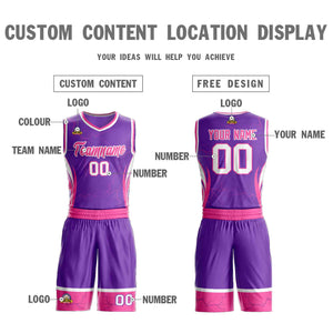 Le motif de graffiti personnalisé violet rose-blanc définit le maillot de basket-ball Lightning