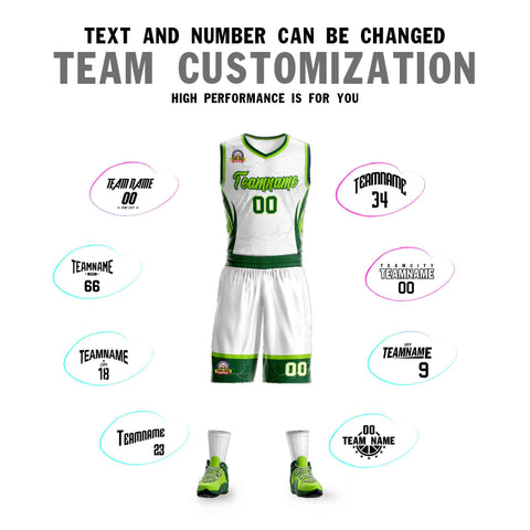 Custom White Neon Green-Green Graffiti Pattern Sets Lightning Basketball Jersey
