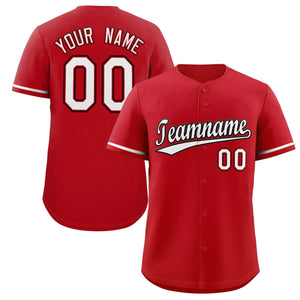 Custom Red White-Black Classic Style Authentic Baseball Jersey