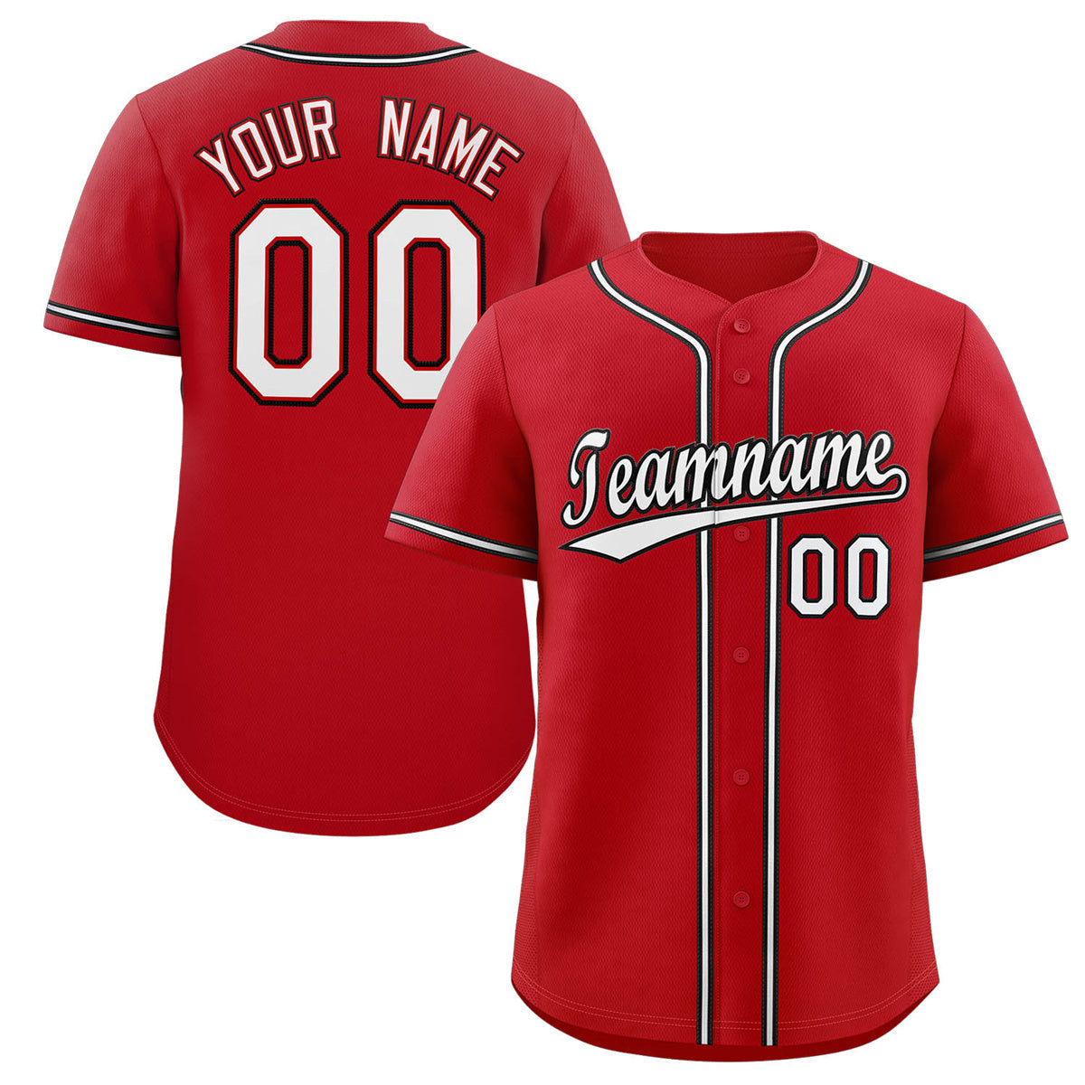 Maillot de baseball authentique de style classique rouge blanc-noir personnalisé