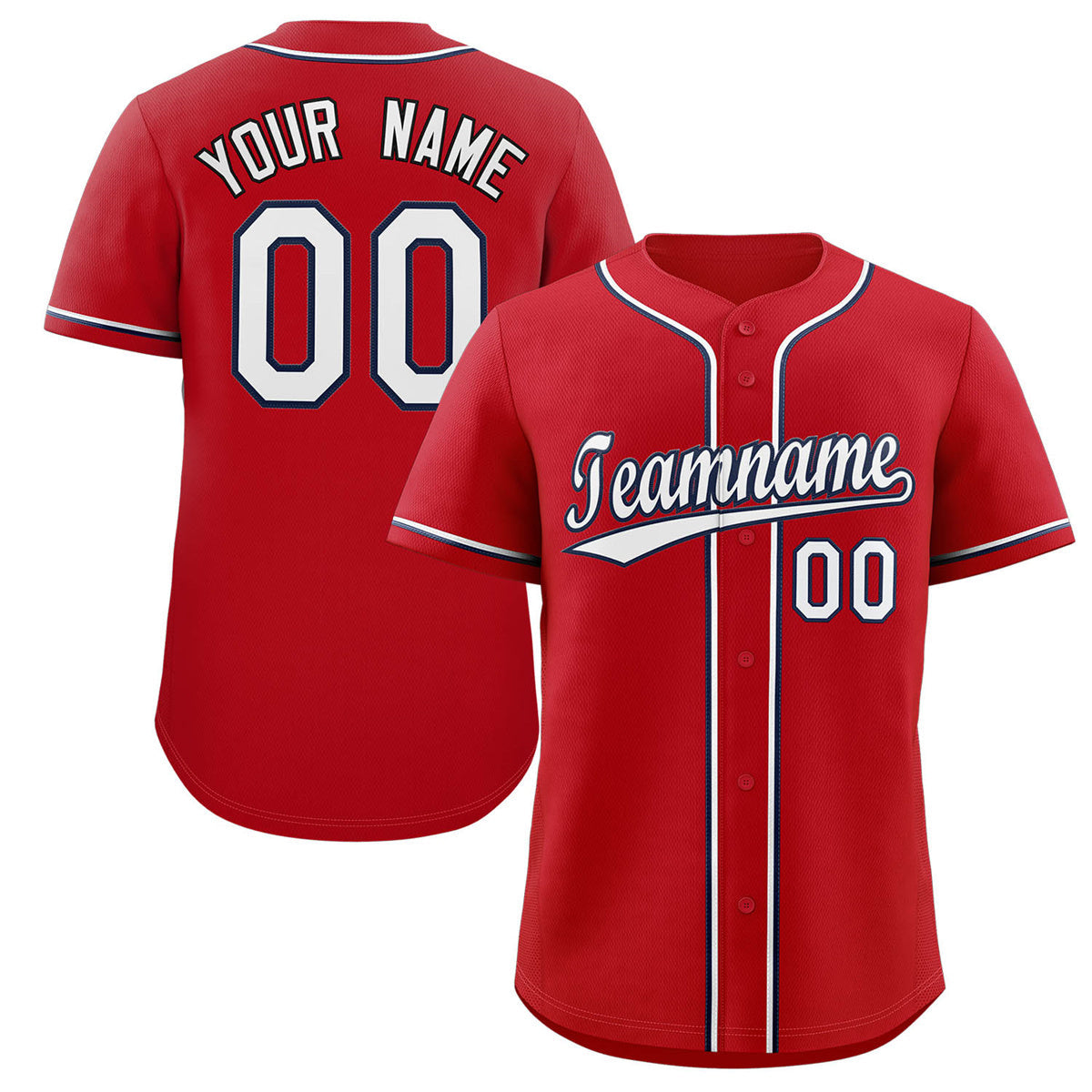 Maillot de baseball authentique de style classique rouge blanc-marine personnalisé