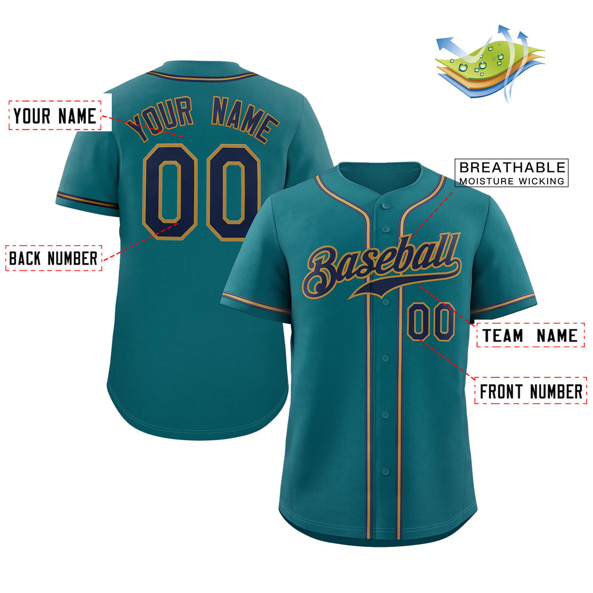 Aqua Baseball Jersey