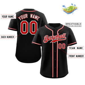 Custom Black Red-Gray Classic Style Authentic Baseball Jersey