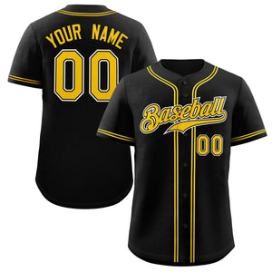 Custom Black Gold-White Classic Style Authentic Baseball Jersey