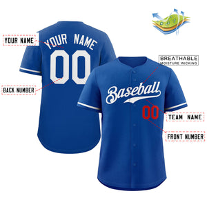 Custom Royal White-Red Classic Style Authentic Baseball Jersey