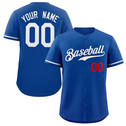 Custom Royal White-Red Classic Style Authentic Baseball Jersey