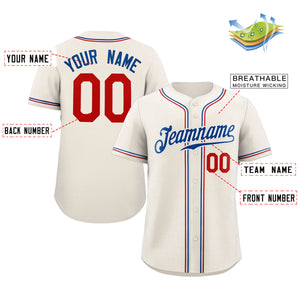 Maillot de baseball authentique de style classique blanc royal crème personnalisé