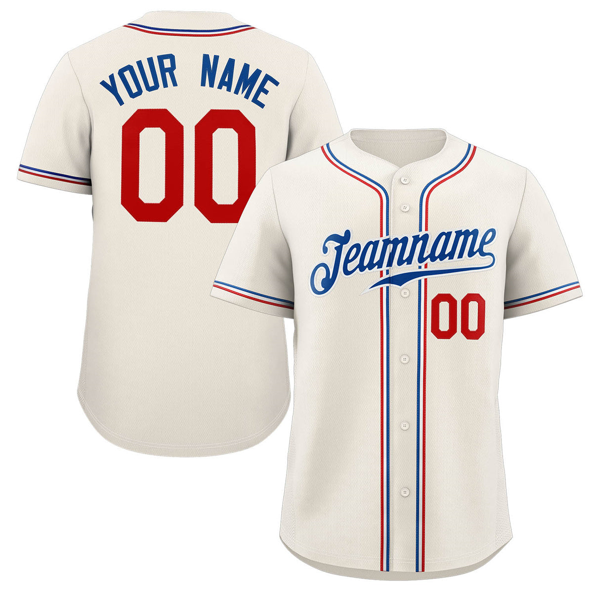 Maillot de baseball authentique de style classique blanc royal crème personnalisé