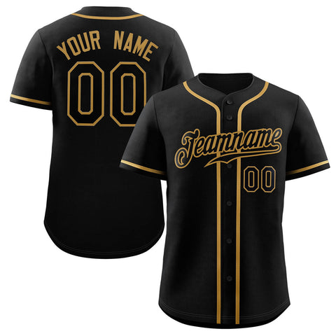 Custom Black Old Gold Classic Style Authentic Baseball Jersey