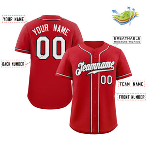 Custom Red White-Black Classic Style Authentic Baseball Jersey