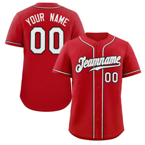 Custom Red White-Black Classic Style Authentic Baseball Jersey