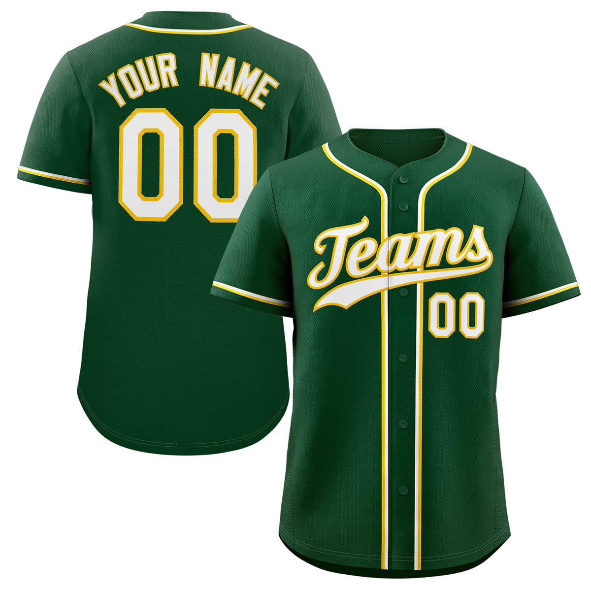 Custom Green White-Gold Classic Style Authentic Baseball Jersey