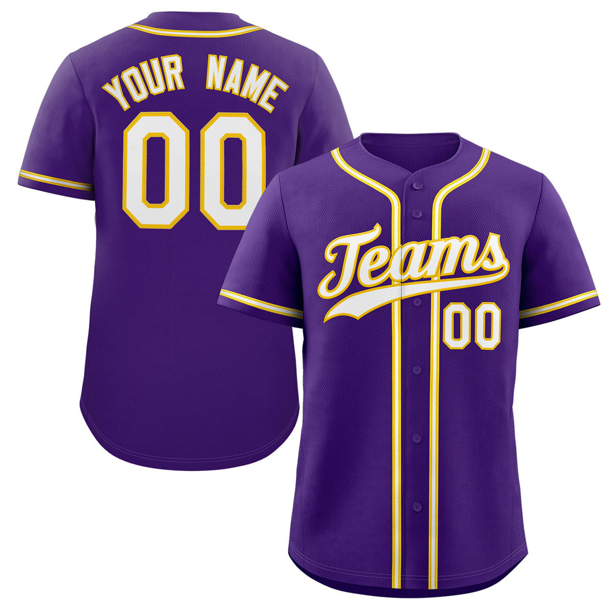 Custom Purple White-Gold Classic Style Authentic Baseball Jersey