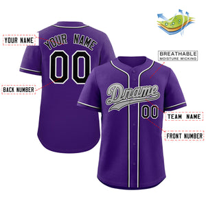 Maillot de baseball authentique de style classique violet gris-blanc personnalisé