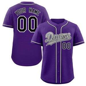 Maillot de baseball authentique de style classique violet gris-blanc personnalisé