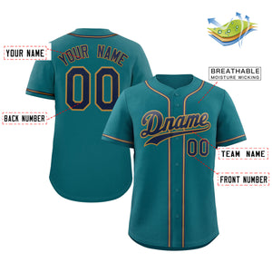 Custom Aqua Royal-Old Gold Classic Style Authentic Baseball Jersey