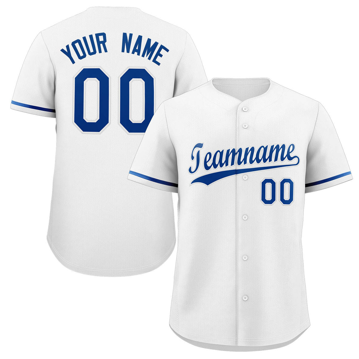 Maillot de baseball authentique de style classique royal blanc personnalisé