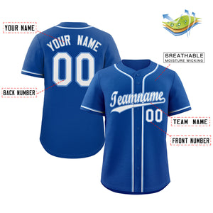 Maillot de baseball authentique de style classique bleu royal blanc-poudre personnalisé