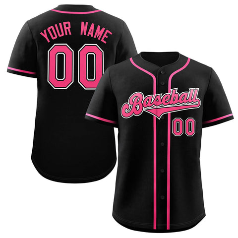 Custom Black Pink-Gray Classic Style Authentic Baseball Jersey