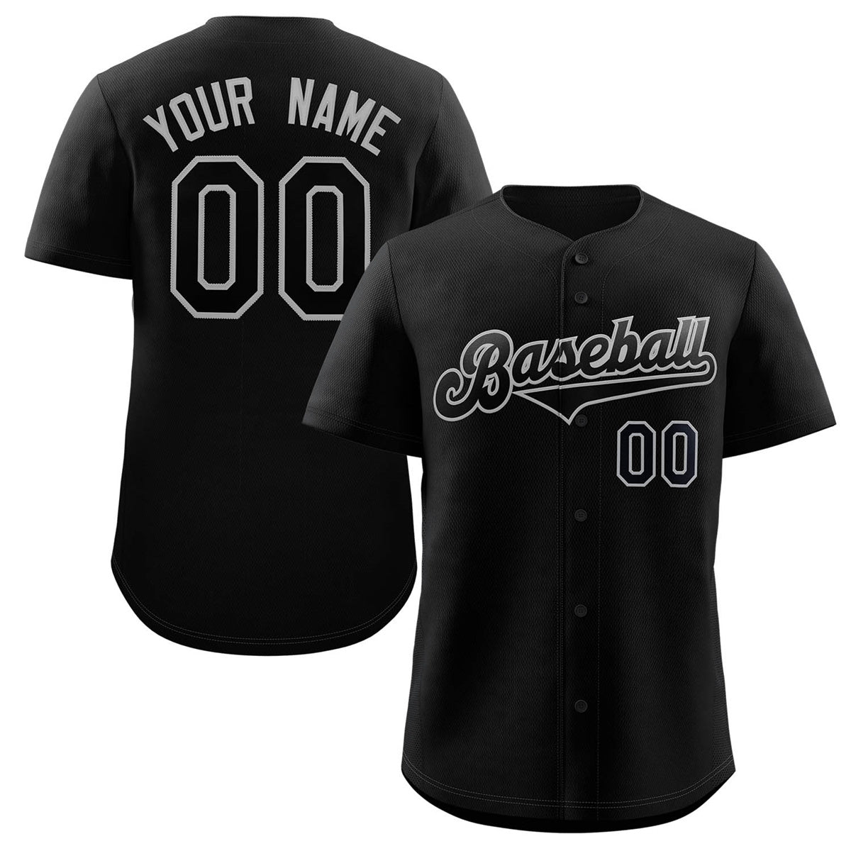 Custom Black Black-Gray Classic Style Authentic Baseball Jersey