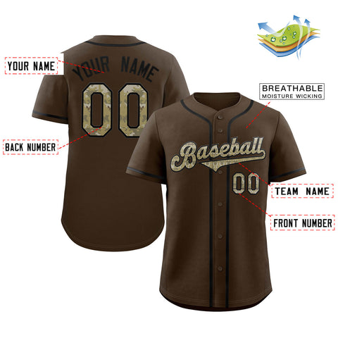 Custom Brown Olive-Black Classic Style Authentic Baseball Jersey
