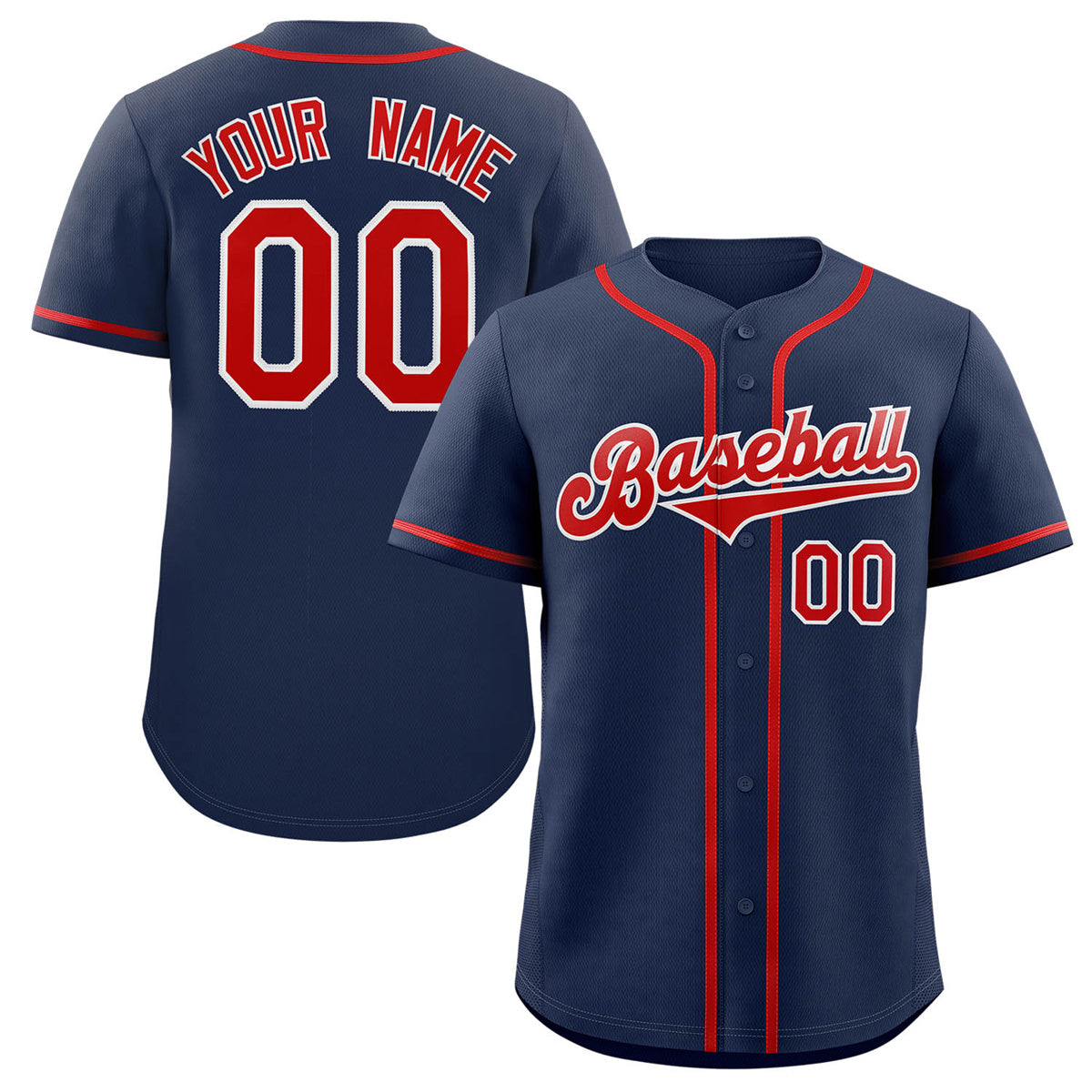 Custom Navy Red-White Classic Style Authentic Baseball Jersey