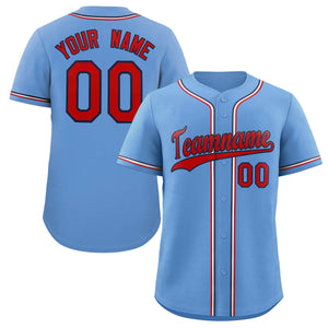 Maillot de baseball authentique de style classique bleu clair rouge-marine personnalisé