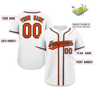 Custom White Orange-Black Classic Style Authentic Baseball Jersey