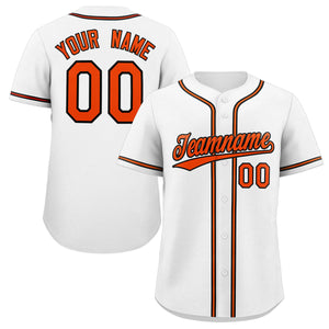 Custom White Orange-Black Classic Style Authentic Baseball Jersey