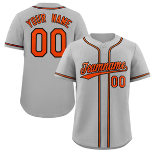 Custom Gray Orange-Black Classic Style Authentic Baseball Jersey