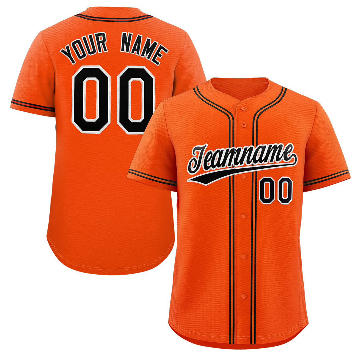 Maillot de baseball authentique de style classique orange noir-blanc personnalisé