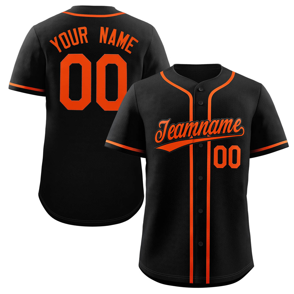 Maillot de baseball authentique de style classique noir orange personnalisé