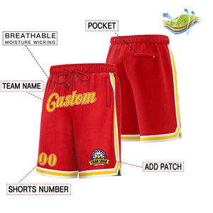 Custom Red Gold-White Classic Style Basketball Mesh Shorts