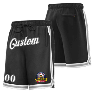 Custom Black White-Gray Classic Style Basketball Mesh Shorts