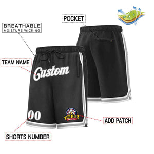 Custom Black White-Gray Classic Style Basketball Mesh Shorts