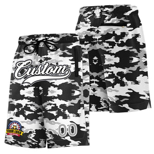 Short de basket-ball camouflage noir blanc noir personnalisé