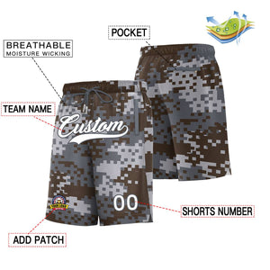 Custom Gray White Dark Gray Camo Basketball Shorts