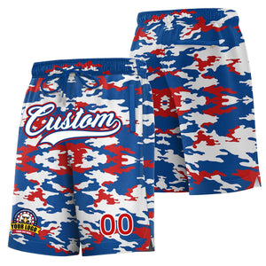 Short de basket-ball Royal White Royal Camo personnalisé