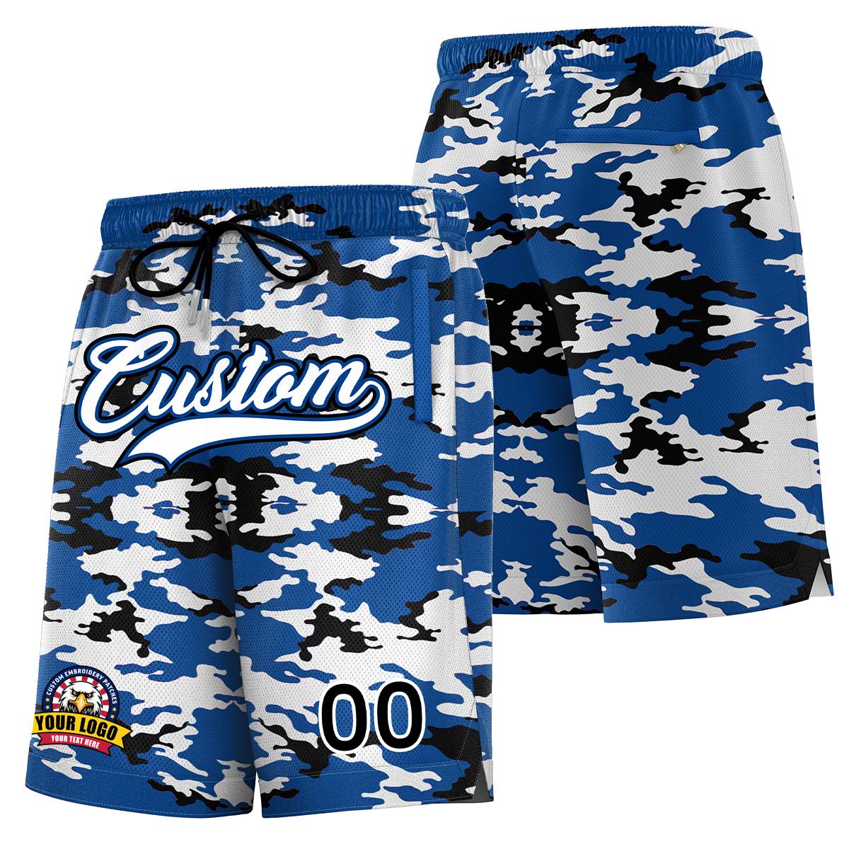 Short de basket-ball Royal White Royal Camo personnalisé