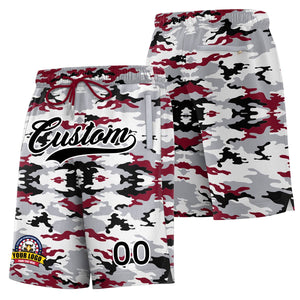 Short de basket-ball camouflage blanc noir blanc personnalisé