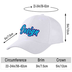 Casquette de baseball incurvée personnalisée, blanc, bleu clair, violet, design sportif