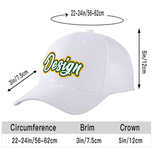 Casquette de baseball personnalisée blanche blanche-vert Kelly incurvée Eaves Sport Design