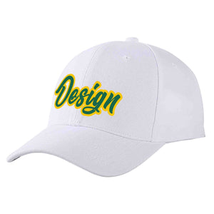 Casquette de baseball personnalisée blanche Kelly vert-jaune courbée Eaves Sport Design