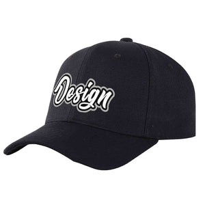 Custom Black White-Black Curved Eaves Sport Design Baseball Cap